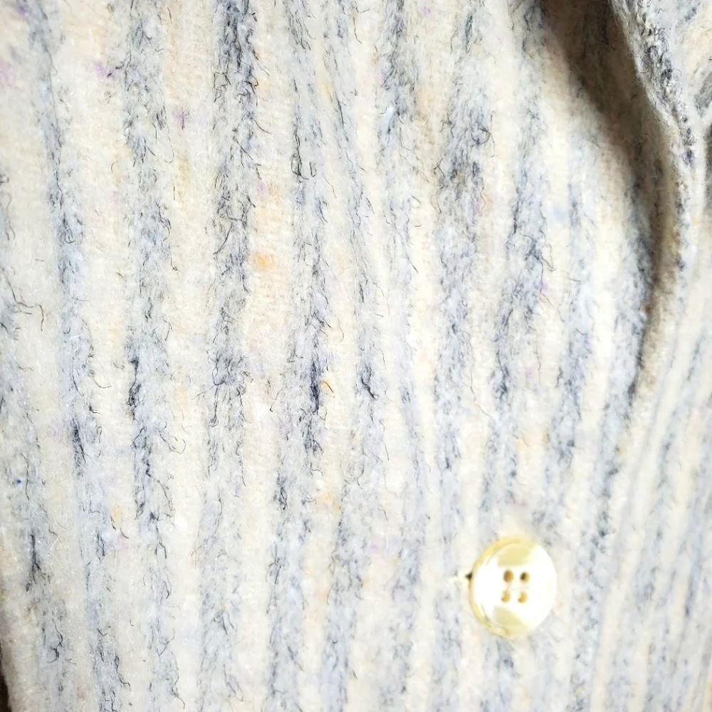 Vintage 80's ilgwu New York Girl wool like coat cream blue‎ stripes